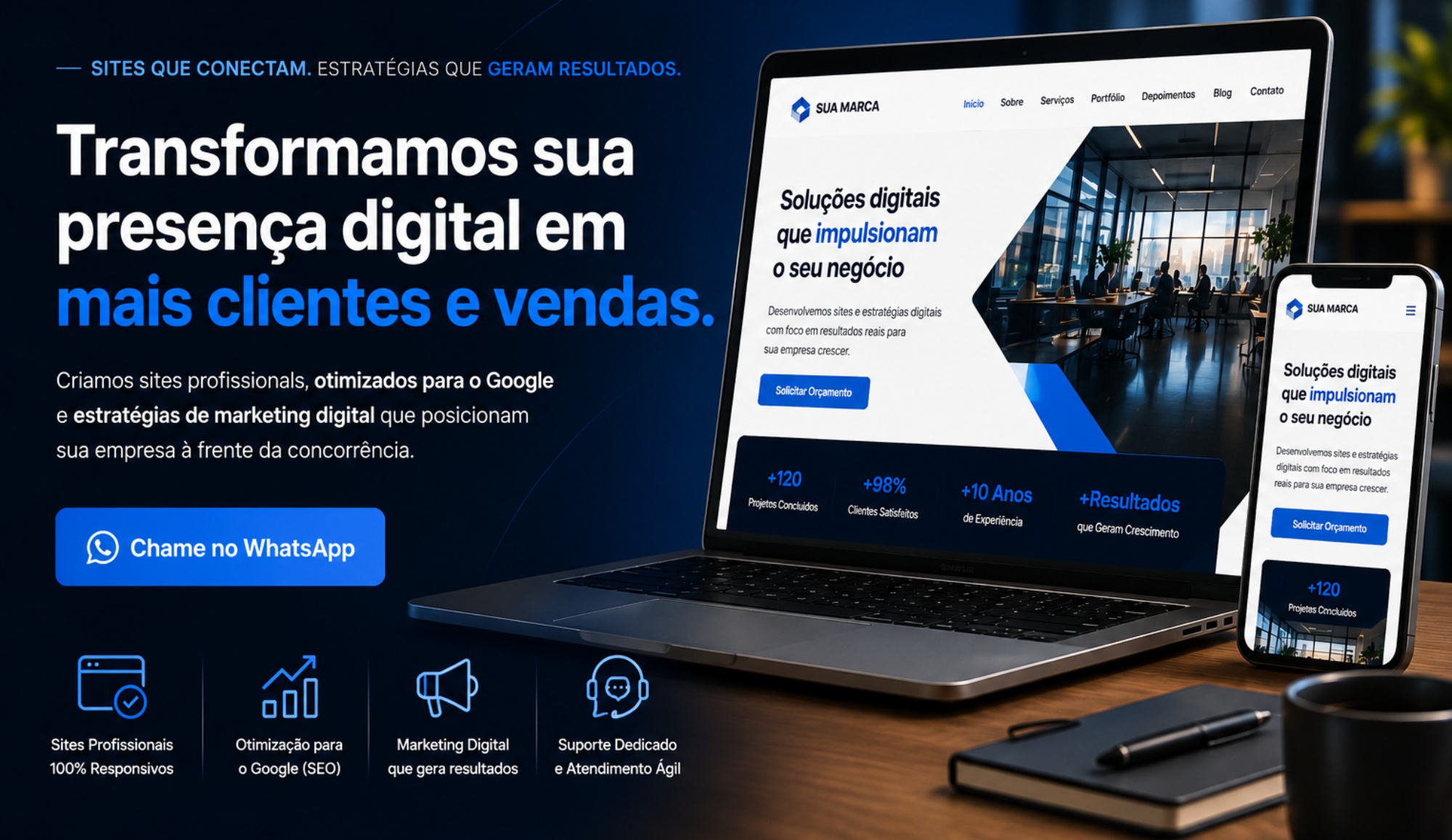 Transformamos sua presença digital em mais clientes pc